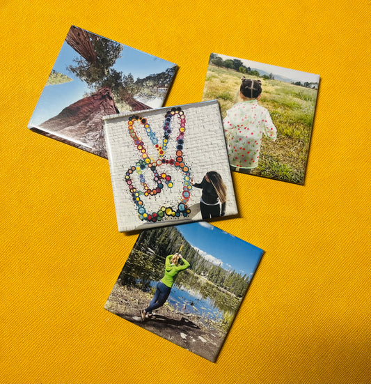 Set of 4 Custom Photo(s) 2.5" x 2.5" Square Magnets